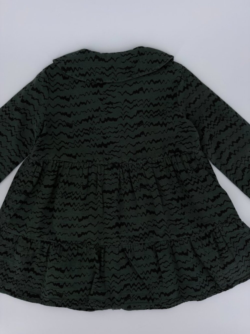 Open Edit Organic Cotton Tiered Shirt Dress Olive Green 3T - Picture 2 of 8